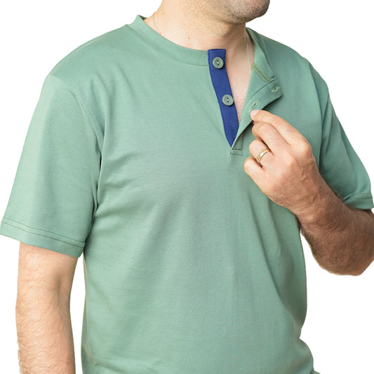 PIJAMA DE HOMBRE SILVER (PRIMAVERA - VERANO) VERDE Y AZUL