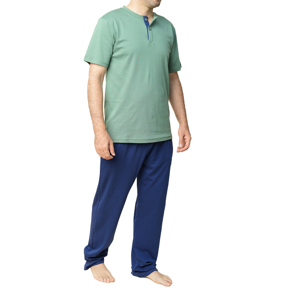 PIJAMA DE HOMBRE SILVER (PRIMAVERA - VERANO) VERDE Y AZUL