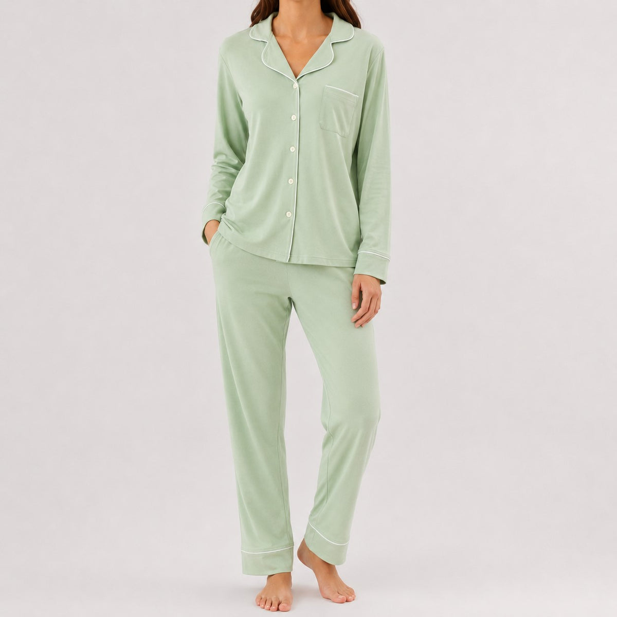 PIJAMA DE MUJER NOGAL (OTOÑO-INVIERNO) - VERDE NOGAL
