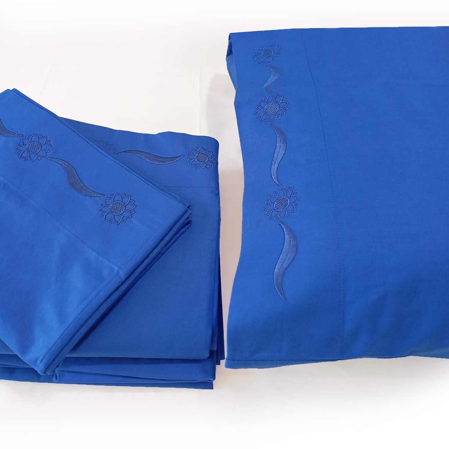 JUEGO DE SÁBANAS CLASSIC 100% ALGODÓN PERUANO 217H AZUL MARACAIBO