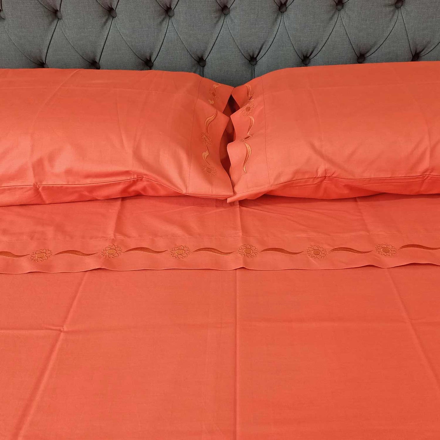 SET DE SÁBANAS CLASSIC 100% ALGODÓN PERUANO 217H ROJO TEJA