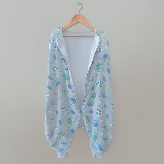 SAQUITO DE DORMIR CON PIES LIBRES PARA OTOÑO - INVIERNO (TALLA M) – AZUL DE CARROS