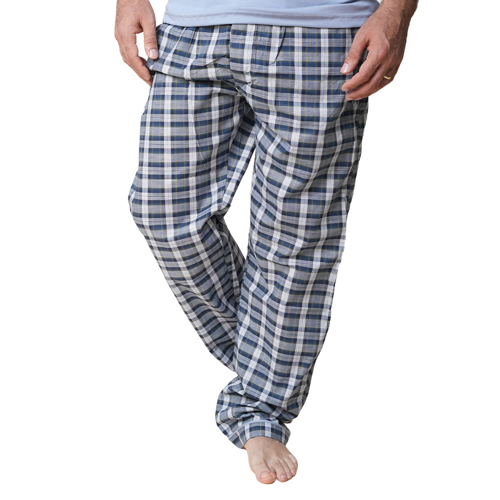 PIJAMA DE HOMBRE SQUARE (PRIMAVERA - VERANO) GRIS CON PANTALÓN DE CUADROS