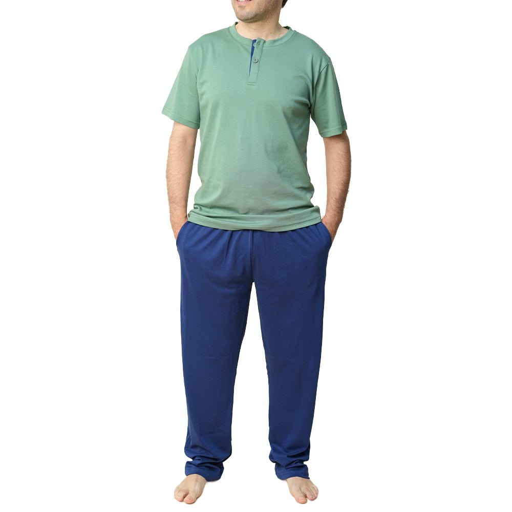 PIJAMA DE HOMBRE SILVER (PRIMAVERA - VERANO) VERDE Y AZUL