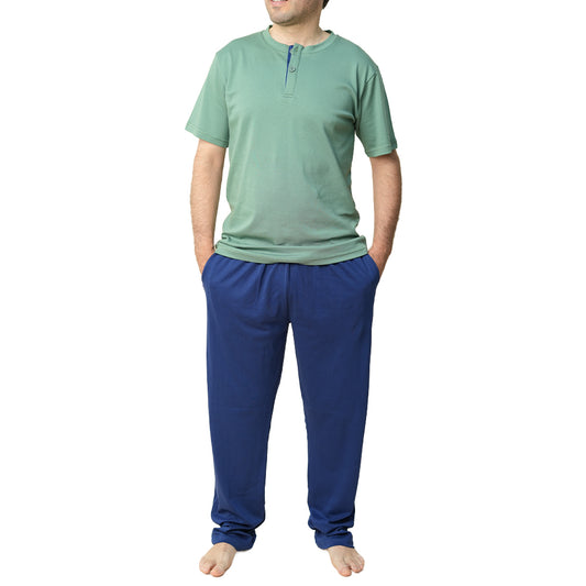 PIJAMA DE HOMBRE SILVER (PRIMAVERA - VERANO) VERDE Y AZUL