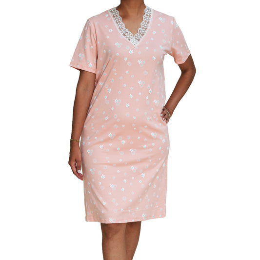 Camisón de mujer MorfeoHome - Melonn (verano) melón con flores blancas