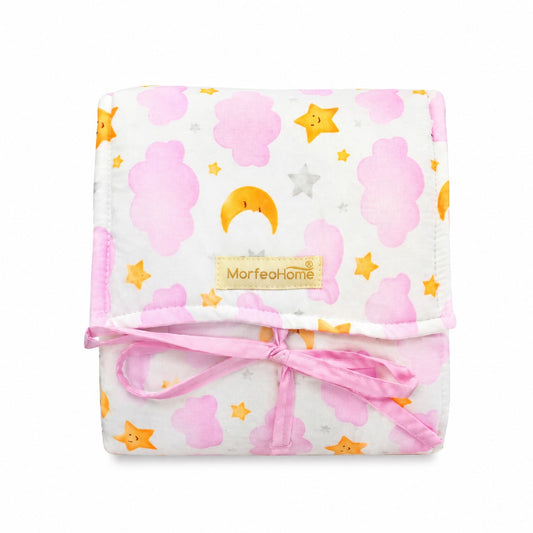 CAMBIADOR PORTÁTIL DE BEBÉS MORFEOHOME – NUBES ROSADAS