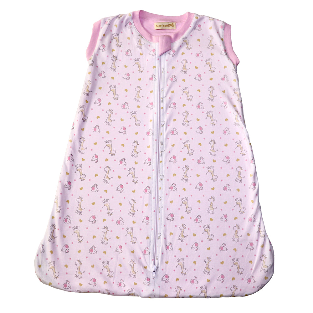 SAQUITO DE DORMIR CERRADO PARA PRIMAVERA - VERANO  (TALLA S) – ROSADO DE JIRAFAS