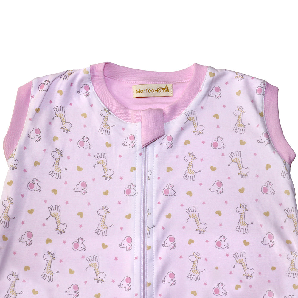 SAQUITO DE DORMIR CERRADO PARA PRIMAVERA - VERANO  (TALLA S) – ROSADO DE JIRAFAS