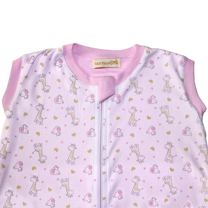 SAQUITO DE DORMIR CERRADO PARA PRIMAVERA - VERANO  (TALLA S) – ROSADO DE JIRAFAS
