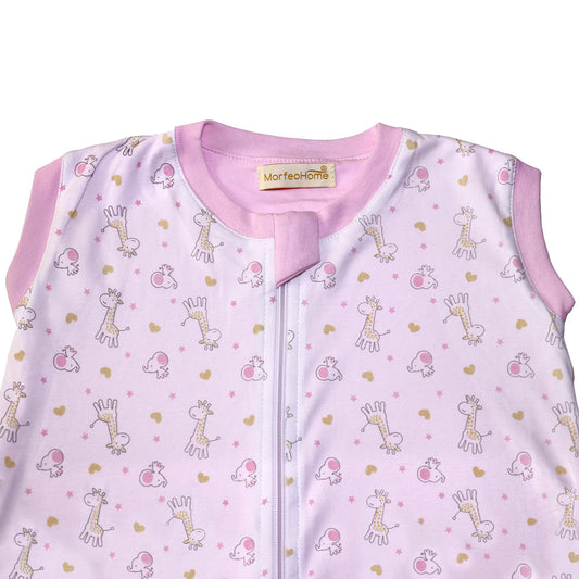 SAQUITO DE DORMIR CERRADO PARA PRIMAVERA - VERANO  (TALLA S) – ROSADO DE JIRAFAS