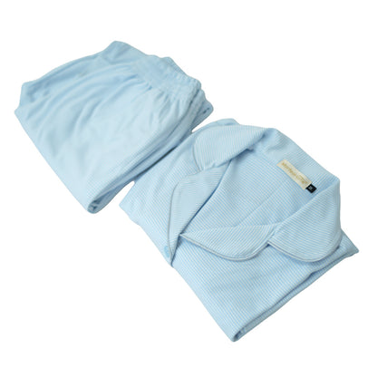 PIJAMA DE MUJER BRISSA (PRIMAVERA - VERANO) CELESTE CON RAYAS DELGADAS