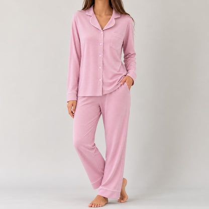 PIJAMA DE MUJER ROSÉ (OTOÑO-INVIERNO) – ROSADO DE RAYAS