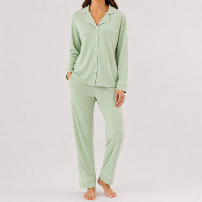 PIJAMA DE MUJER NOGAL (OTOÑO-INVIERNO) - VERDE NOGAL