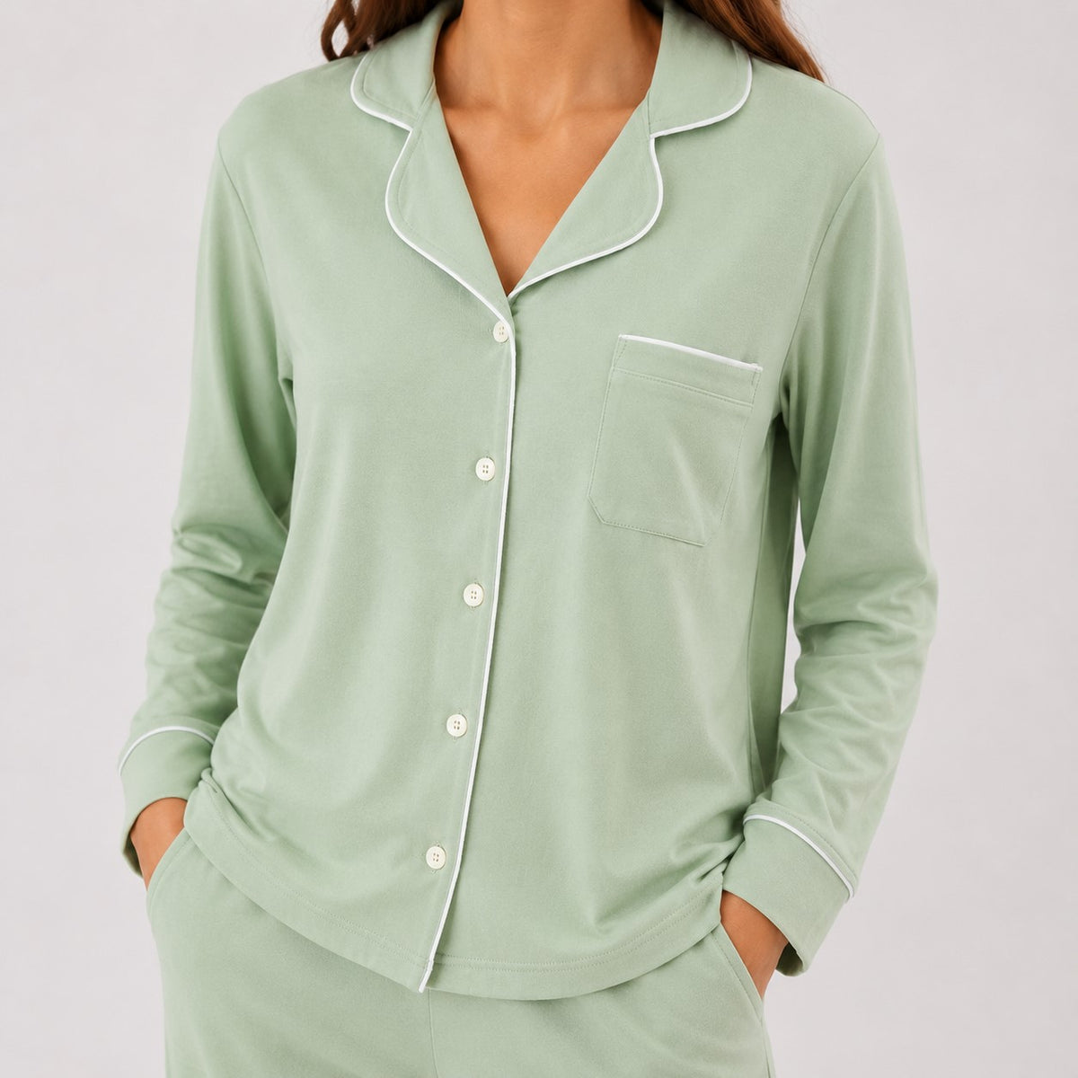 PIJAMA DE MUJER NOGAL (OTOÑO-INVIERNO) - VERDE NOGAL