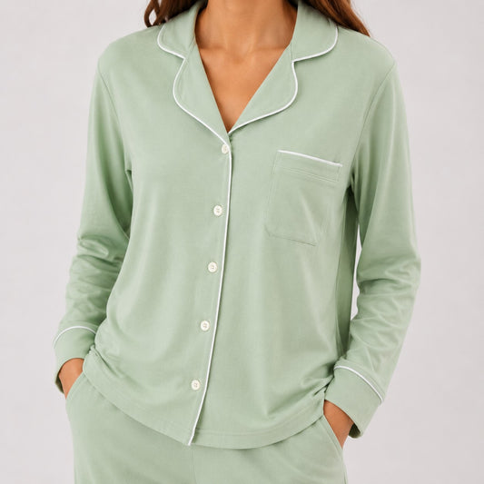 PIJAMA DE MUJER NOGAL (OTOÑO-INVIERNO) - VERDE NOGAL