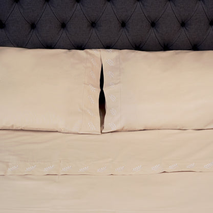 SET DE SÁBANAS RAMITAS 100% ALGODÓN PERUANO 217H BEIGE