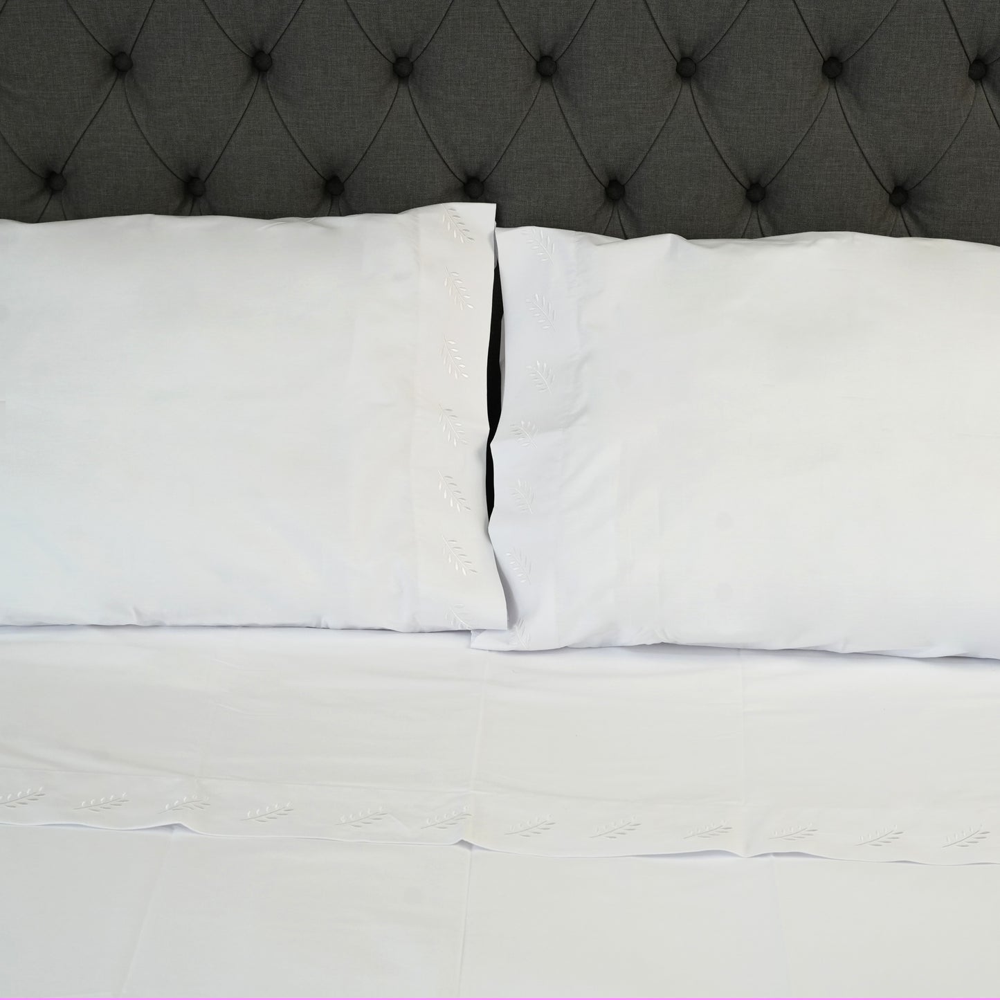 SET DE SÁBANAS RAMITAS 100% ALGODÓN PERUANO 180H BLANCO
