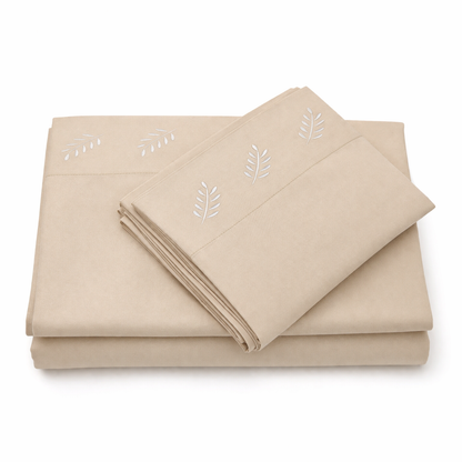 SET DE SÁBANAS RAMITAS 100% ALGODÓN PERUANO 217H BEIGE