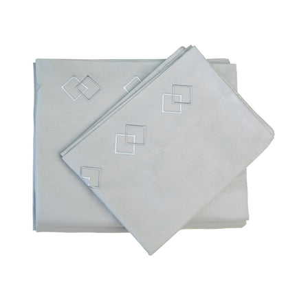 SET DE SÁBANAS ROMBOS 100% ALGODÓN PERUANO 217H GRIS CLARO