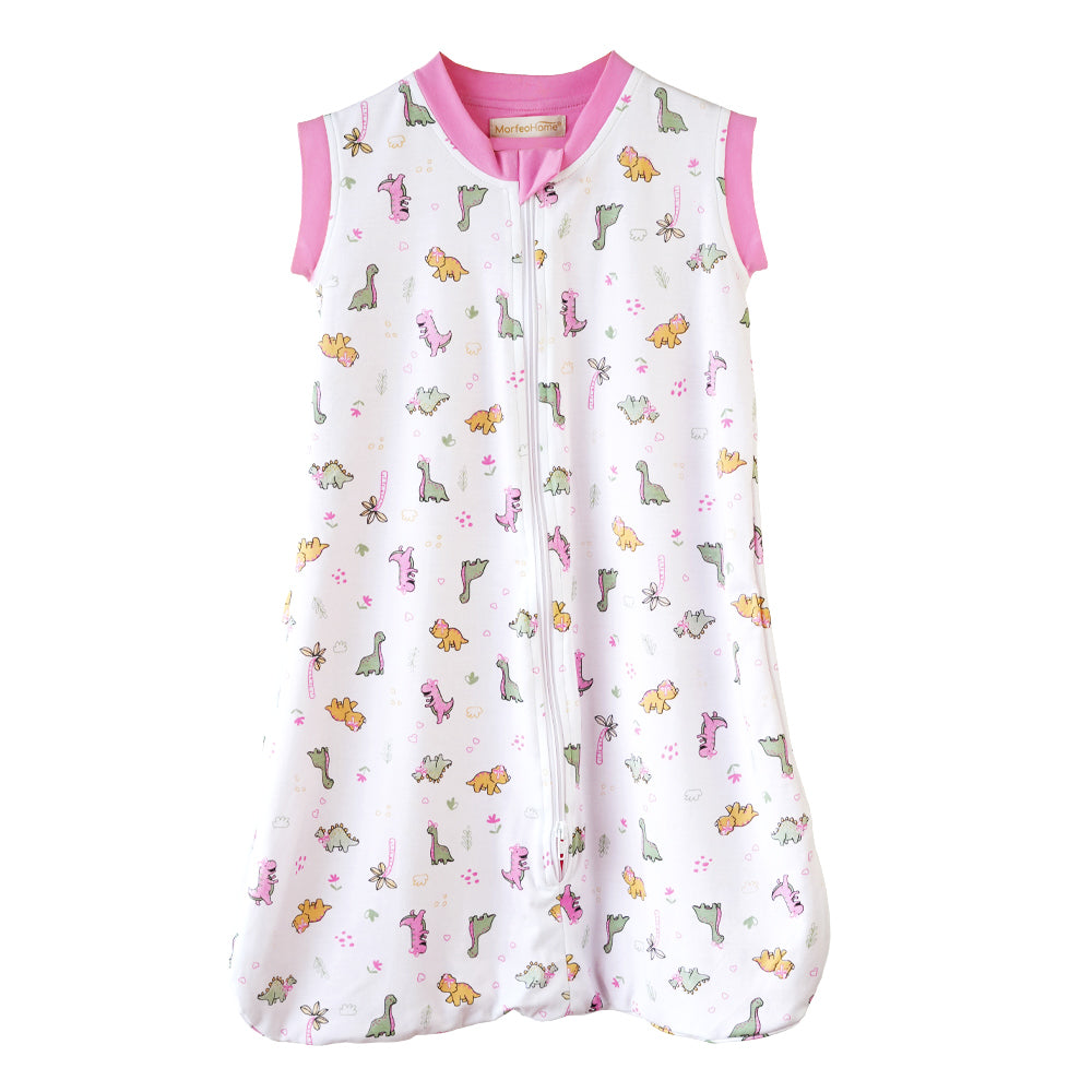 SAQUITO DE DORMIR CERRADO MORFEOHOME PARA PRIMAVERA - VERANO  (TALLA S) – ROSADO DE DINOSAURIOS