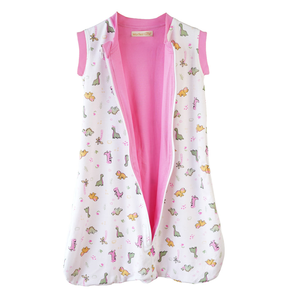 SAQUITO DE DORMIR CERRADO MORFEOHOME PARA PRIMAVERA - VERANO  (TALLA S) – ROSADO DE DINOSAURIOS
