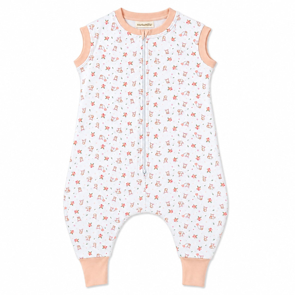 SAQUITO DE DORMIR PIES LIBRES MORFEOHOME PARA PRIMAVERA - VERANO  (TALLA M) – MELÓN DE CONEJITOS