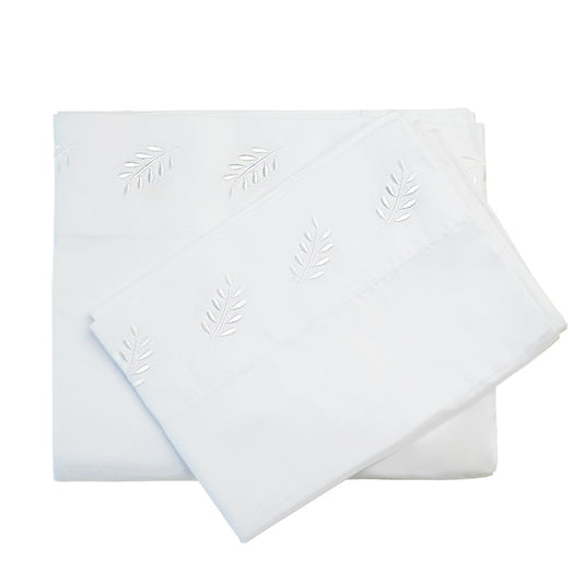 SET DE SÁBANAS RAMITAS 100% ALGODÓN PERUANO 180H BLANCO