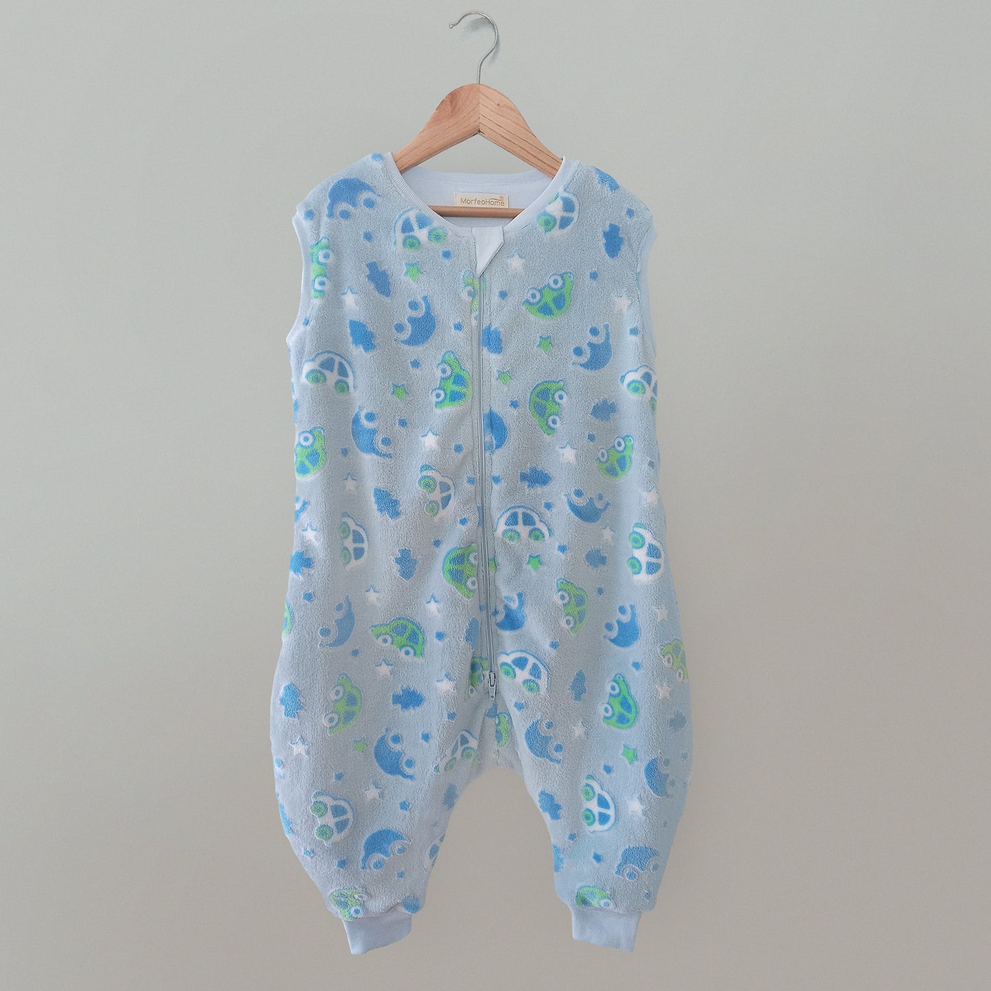 SAQUITO DE DORMIR CON PIES LIBRES PARA OTOÑO - INVIERNO (TALLA M)  – AZUL DE CARROS