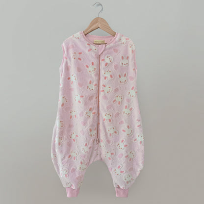 SAQUITO DE DORMIR CON PIES LIBRES PARA OTOÑO - INVIERNO (TALLA M) – ROSADO DE CONEJITOS