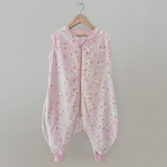 SAQUITO DE DORMIR CON PIES LIBRES PARA OTOÑO - INVIERNO (TALLA M) – ROSADO DE CONEJITOS